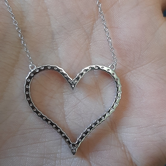 Cubic Zirconia Silver Heart Necklace - Picture 3 of 5